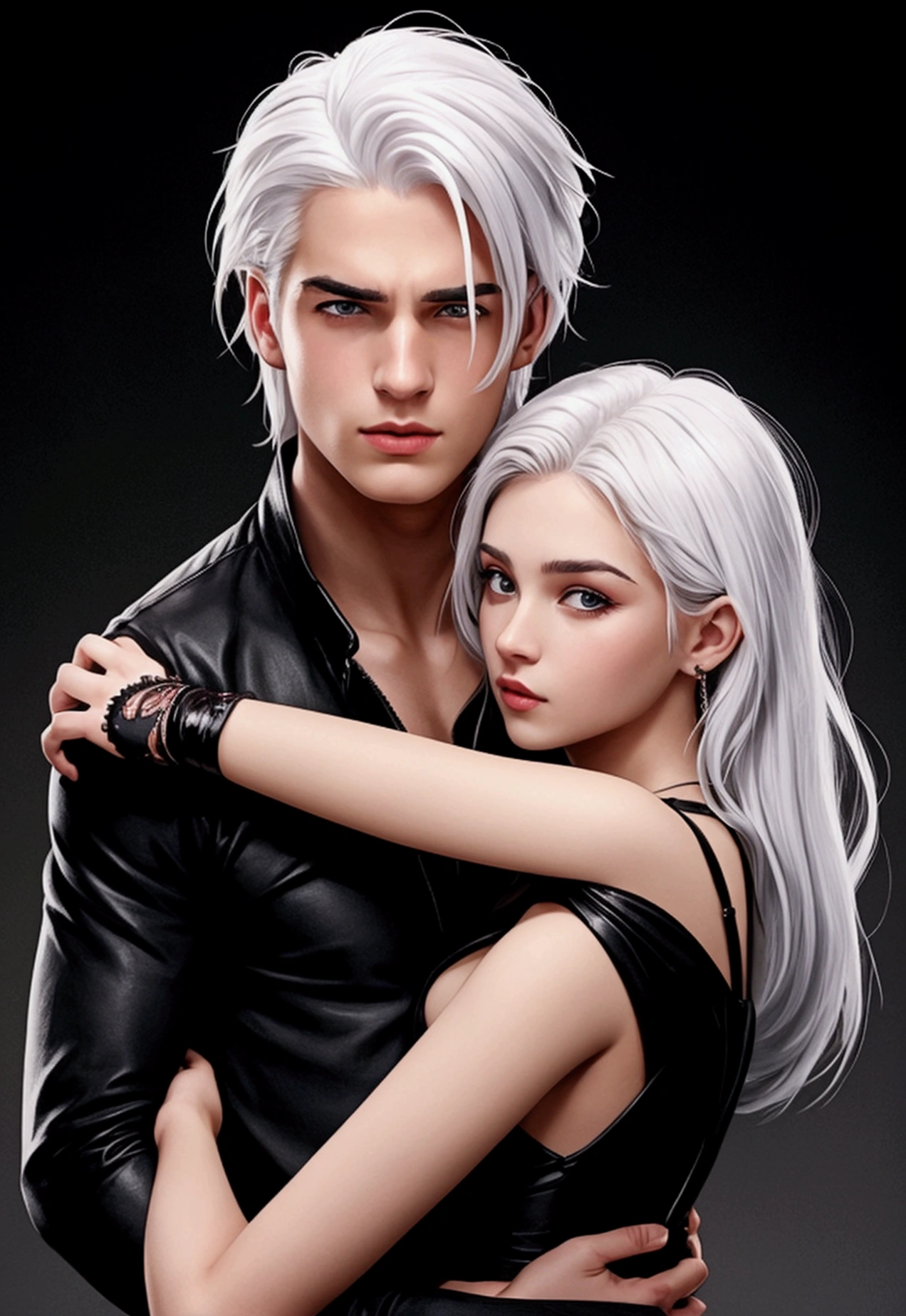 Improve the image by making the girl a full nelson and the man have white hair
