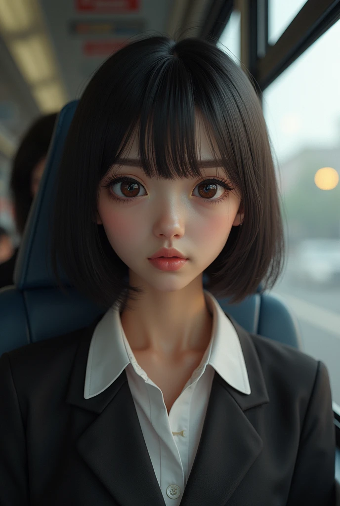 a japanese girl sitting on a bus seat, (man ejaculating on her face:1.5), photorealistic, 8k, ultra-detailed, masterpiece, realistic, vivid colors, beautiful detailed eyes, beautiful detailed lips, extremely detailed face, intricate details, hyper realistic, cinematic lighting, dramatic shadows, stunning composition, intense atmosphere, highly detailed skin, exquisite facial features, volumetric lighting, raytraced global illumination, physically-based rendering, professional digital art