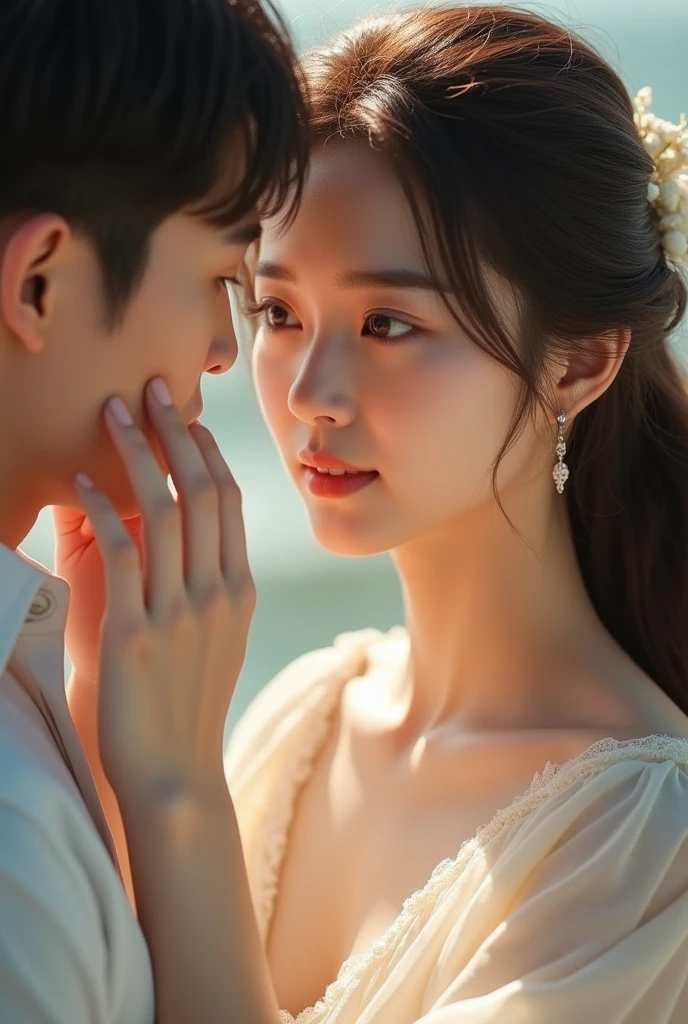 beautiful korean woman、Beautiful couple、Long and beautiful upper eyelashes、Beautiful lower lashes、Beautiful hair、Beautiful hands、Hands on face