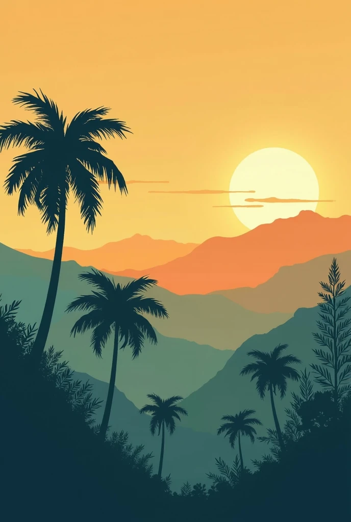 gambar latar belakang, bali indonesia, retro, simple ,3 warna,