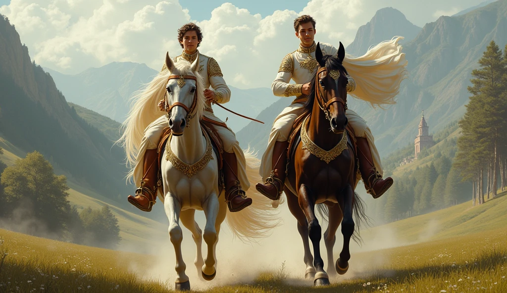 Two princes riding horses