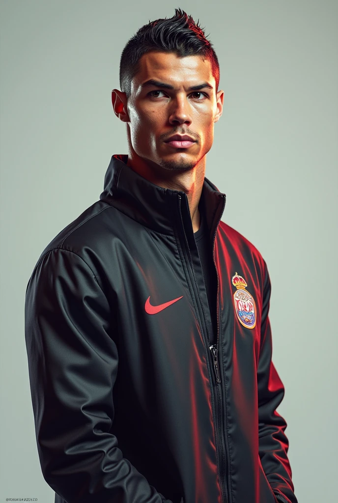 Create a picture for thumbnail of a cool 4k Cristiano Ronaldo on it and with a small sticker down at the righ corner