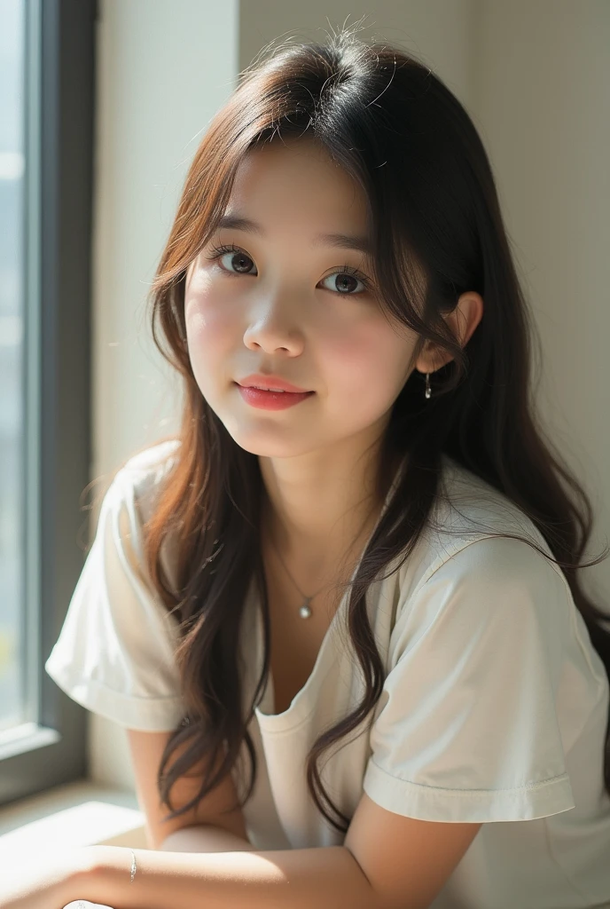 リアルなphotograph、Pay attention to the cute high school girl's face、Taiwanese、Beautiful way to sit , Sit well, photograph,