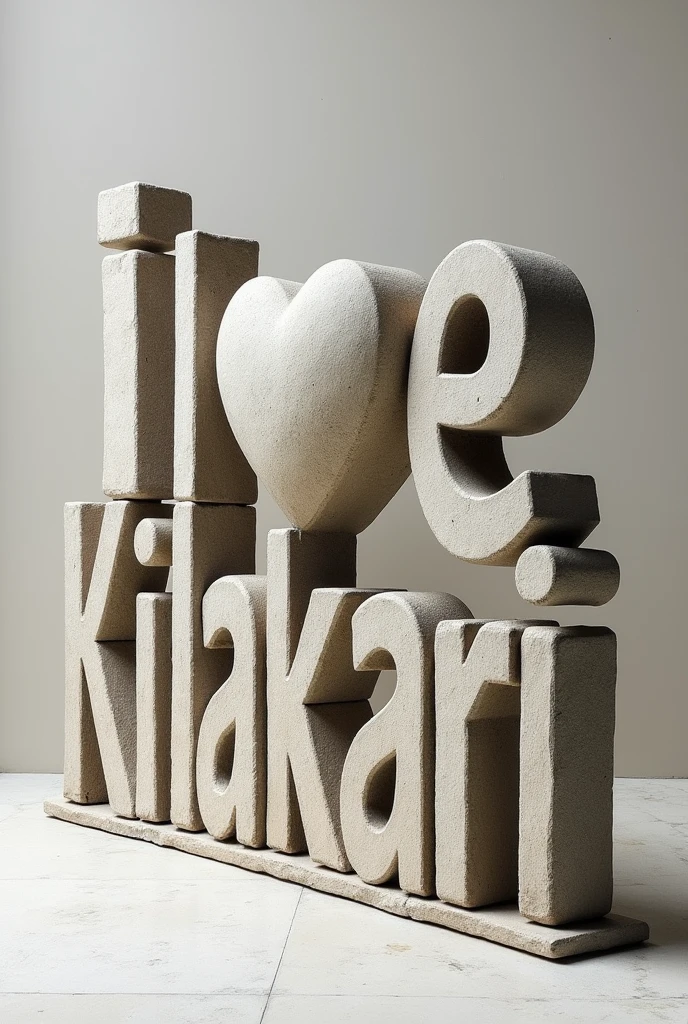 The word " I love K I L A K A R A I" made by stone. must be stand seperately.