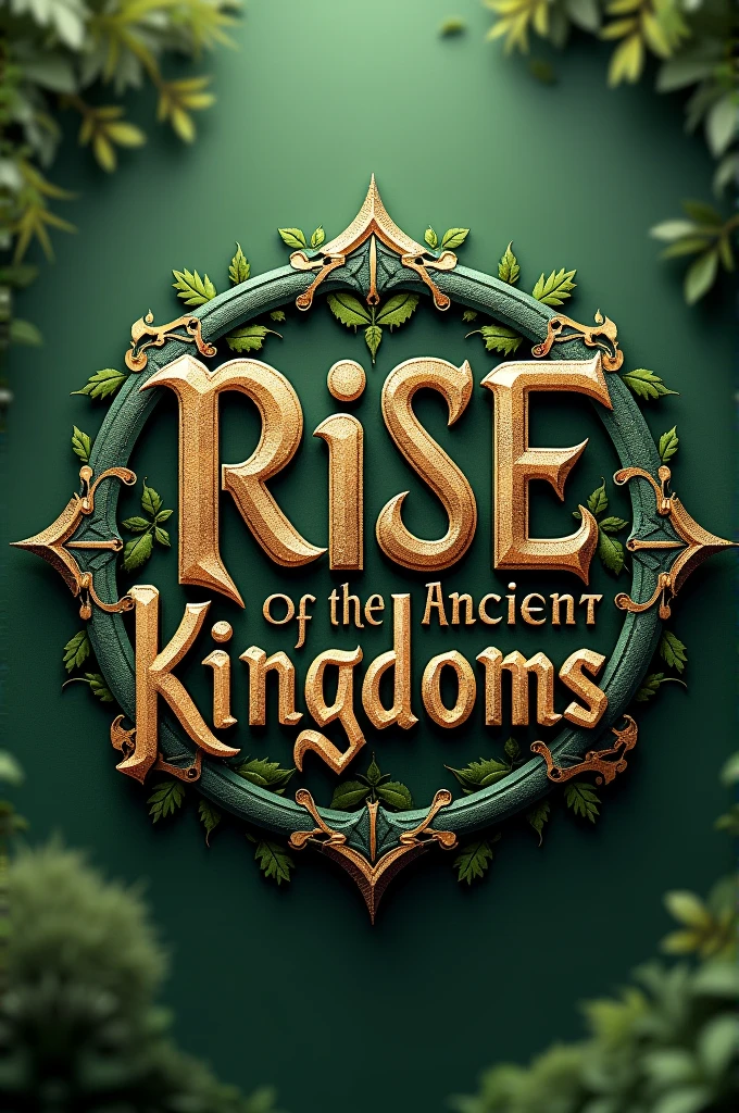Create a simple 3D logo with writing: Rise of the Ancient Kingdoms, on a green background