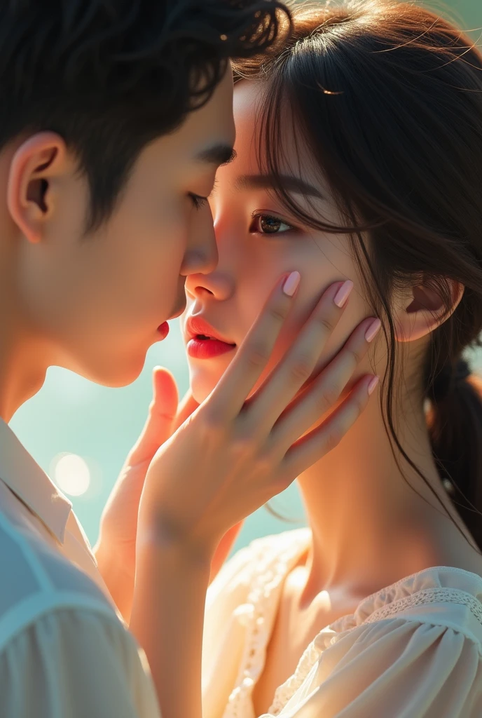 beautiful korean woman、Beautiful couple、Long and beautiful upper eyelashes、Beautiful lower lashes、Beautiful hair、Beautiful hands、Hands on face