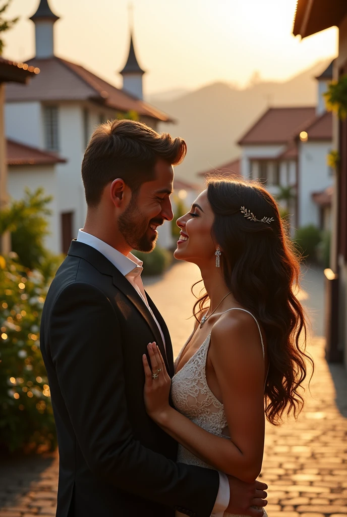 beautiful couple brown hair in love in the city campos do jordão Brazil 18k realistic outdoors romantic photo shoot 