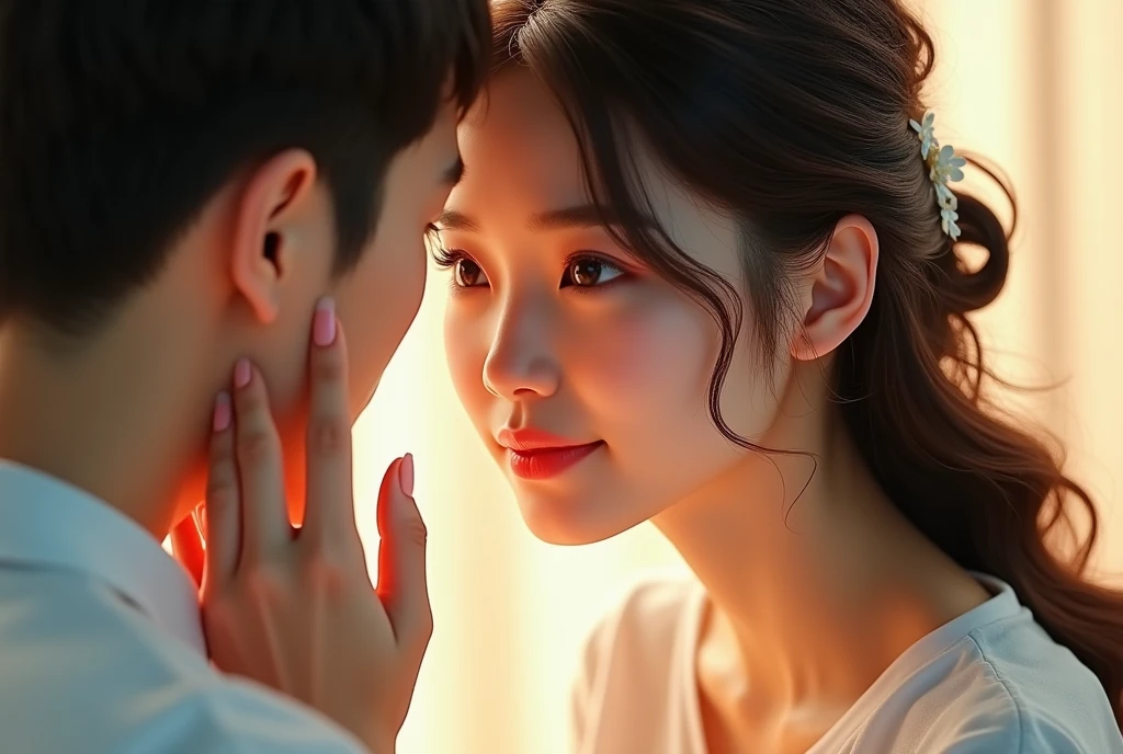 beautiful korean woman、Beautiful couple、Long and beautiful upper eyelashes、Beautiful lower lashes、Beautiful hair、Beautiful hands、Hands on face