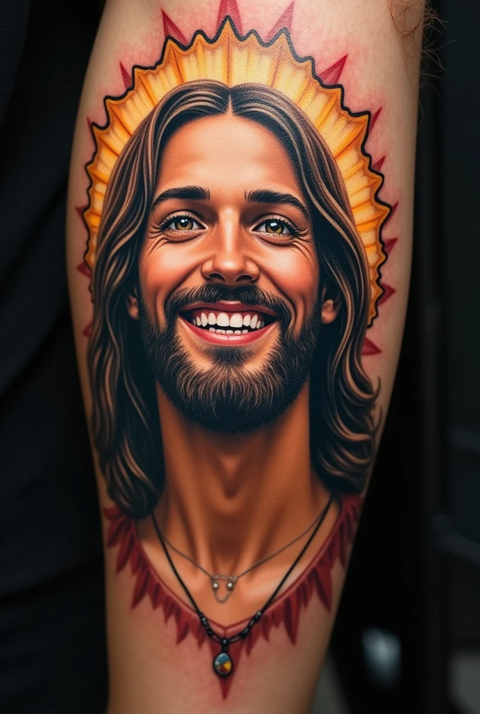 Tattoo of Jesus Christ smiling