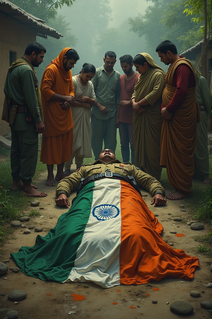 I want a dead soldier and Indian flag up on him and family around him - grief poster