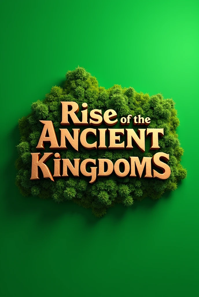 Create a simple 3D logo with writing: Rise of the Ancient Kingdoms, on a green background without details in Portuguese / brazil, just the name nothing more