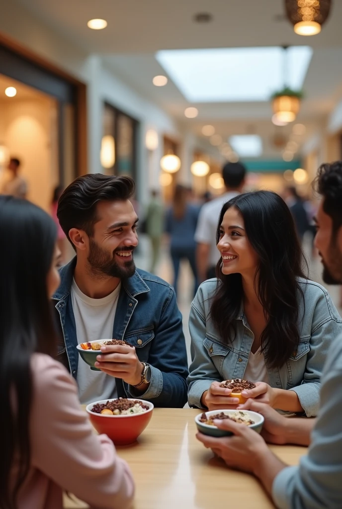 
Realistic man and wife 25-3, At the mall, black hair eating açaí , with friends Ultra HD, high qualiy, best qualityer, high resolution, 8k, 16K
