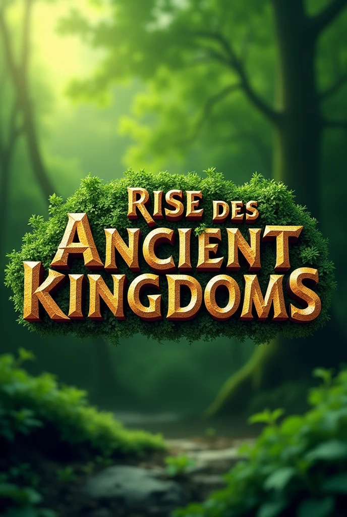 Create a simple 3D logo with writing: Rise of the Ancient Kingdoms, on a green background without details in Portuguese / brazil, just the name nothing else IN PT/BR PORTUGUESE 
