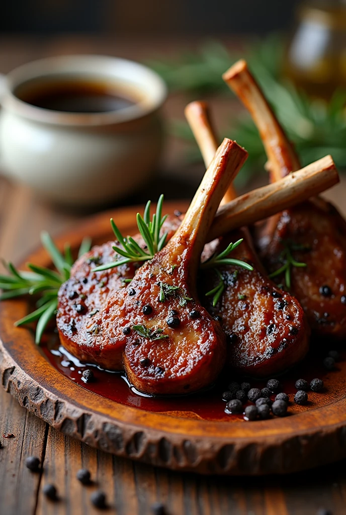 a dish of grilled lamb marinated in black pepper sauce