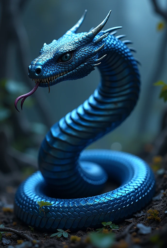 Metallic blue Viper that looks evil and scary