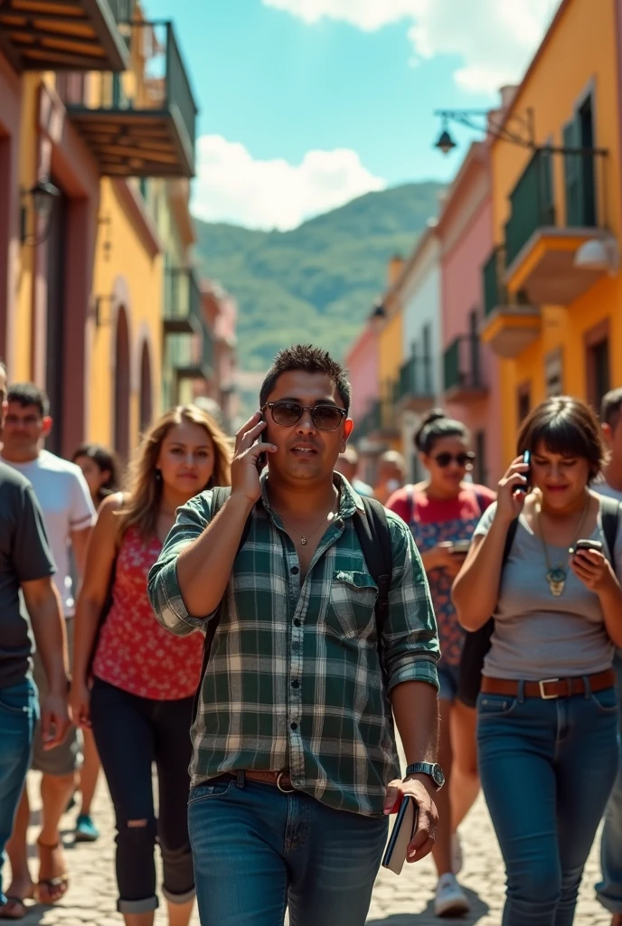 People calling by phone in Oaxaca