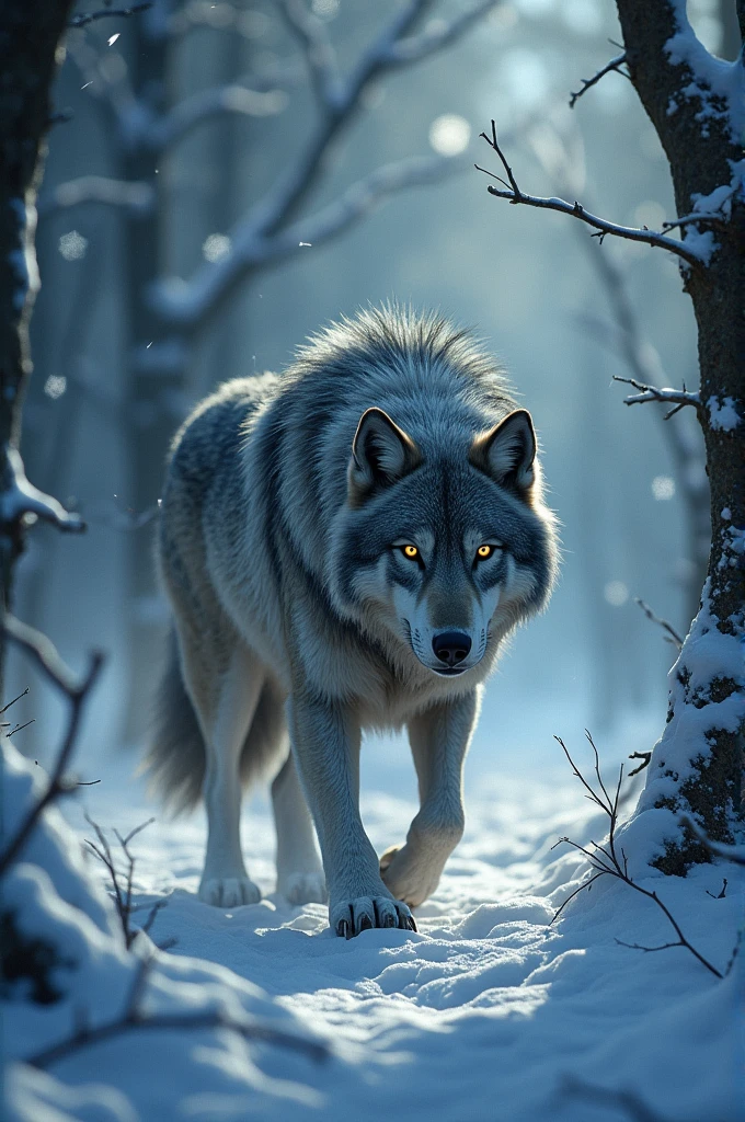 Wolf dark jungle snow