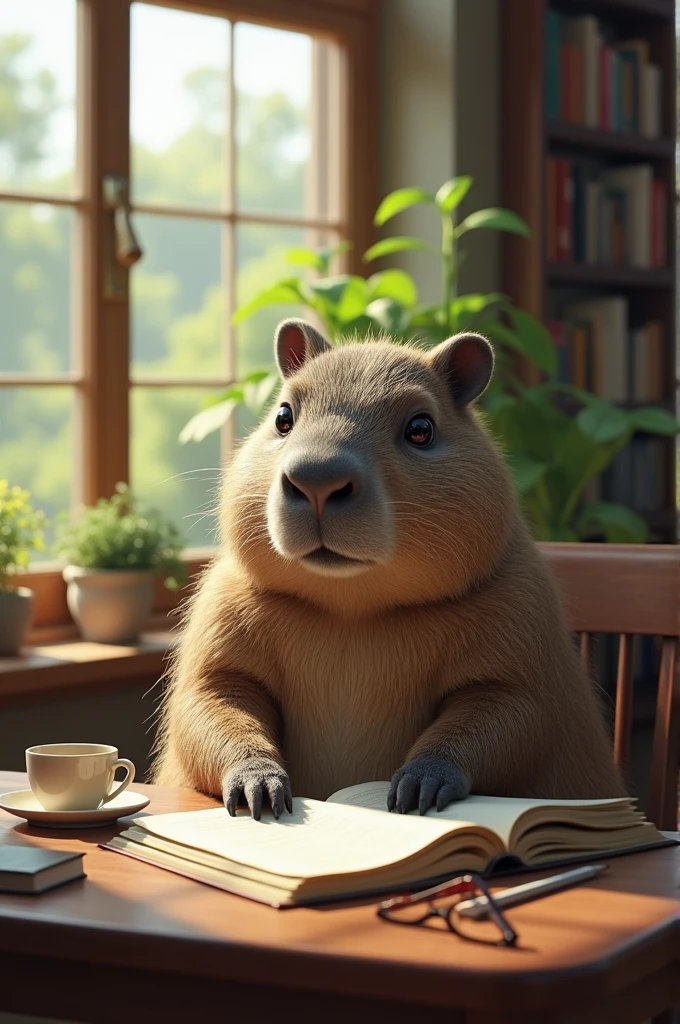 capybara doing homework