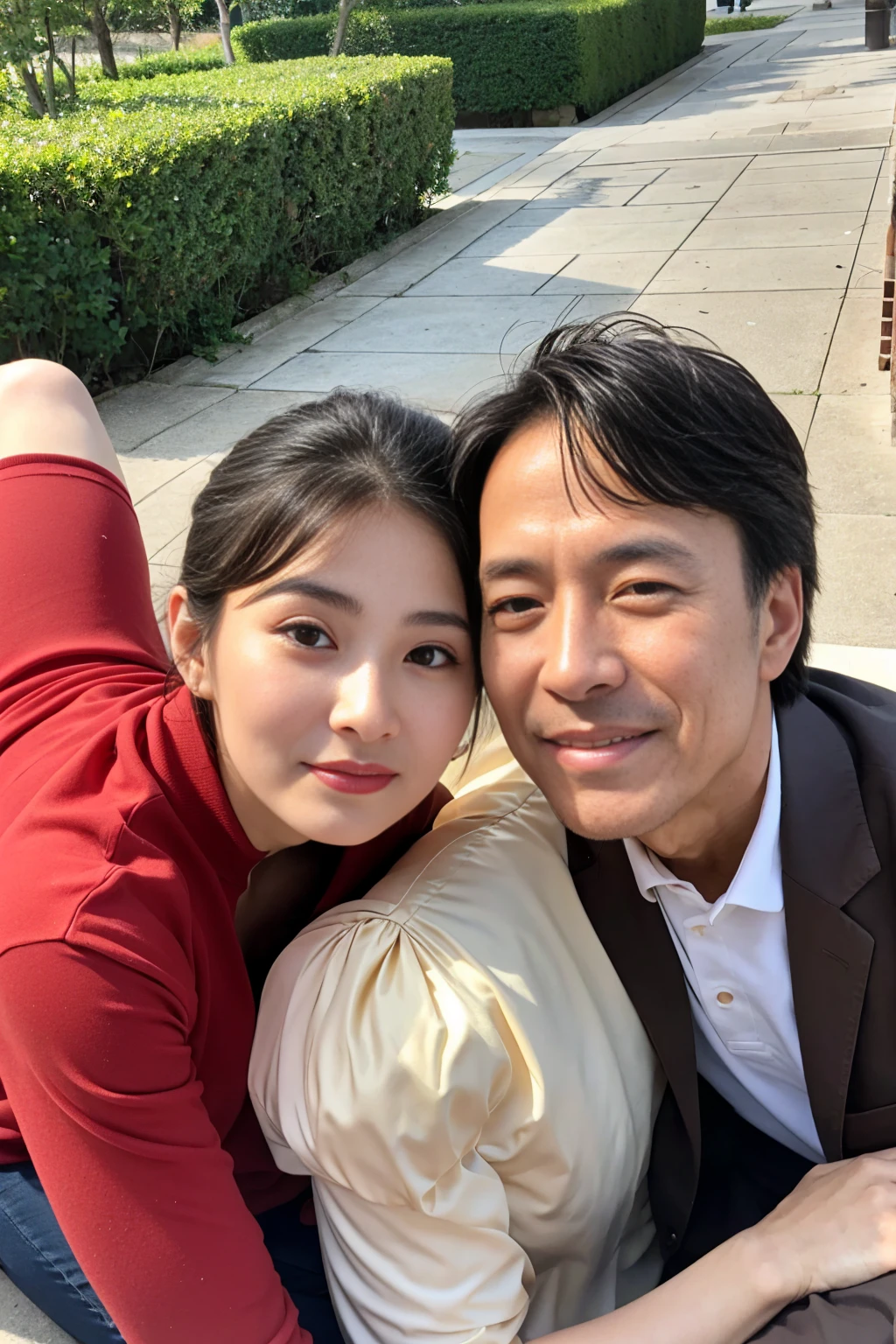 a selfie of a mature couple, romantis, in birthday , taken with iphone camera