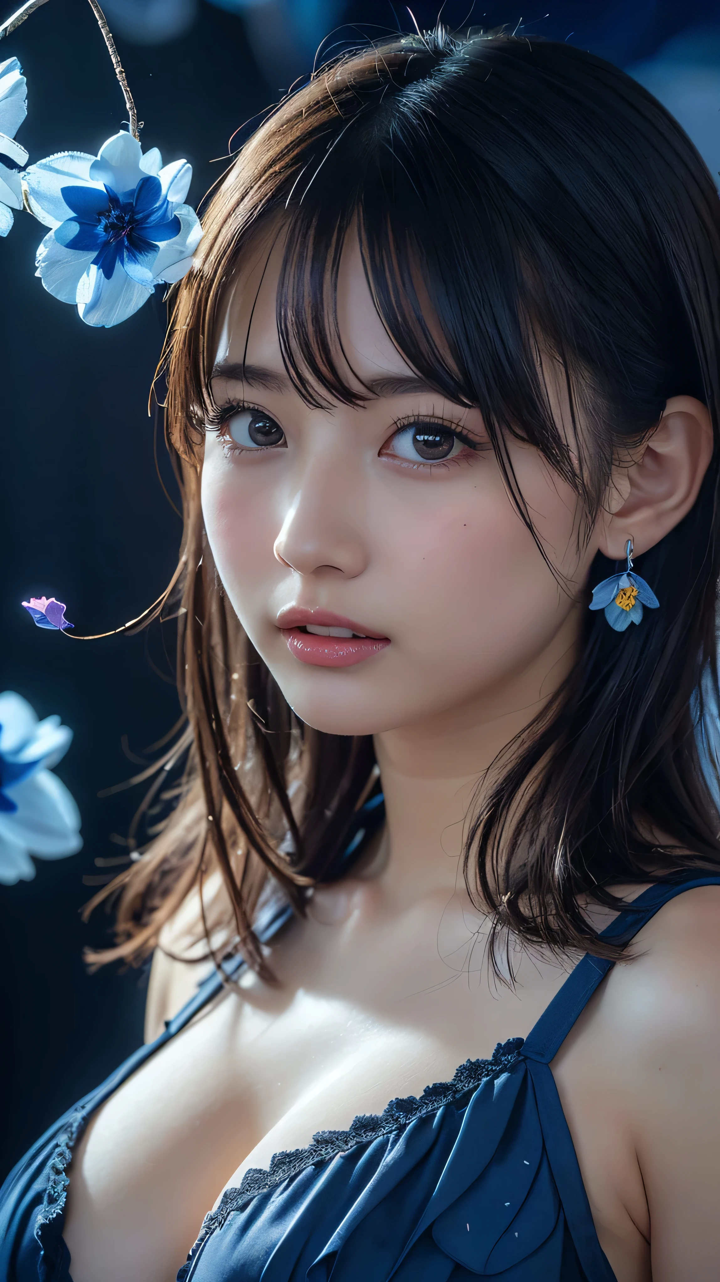 woman, Beautiful Face, perfection face, Full black hair, Pale white skin, 小さなsmile, sexy, perfection, Face zoom in, Shoot close to your face against a completely white background, 最high quality, detailed, Canon EOS 80D Photo, Tall face, indoor, (最high quality, masterpiece, Official Art, Beautiful and aesthetic:1.2), 1 girl, blonde, (hair ornaments, Earrings, flowers hair ornaments), Upper Body, Dynamic pose, Watching the audience, particle, Wind, flower, Complex background, Very detailed, (Fractal Art:1.2), colorful, (Tangled:1.2), (Abstract background:1.5), (Many colors:1.4), Pixelated fragment, Data corruption, colorful noise, Visual chaos, Contemporary aesthetics,128,000人のwomanモデル, Huge breasts, eye, ((Random short hairstyles)), High resolution, A whimsical dance unfolds against a crisp white backdrop, as a multicolored harlequin woman's upper body twirls in vibrant splendor. Her dress, a tapestry of swirling patterns, playful textures, and wispy cloud-like fabrics, radiates with kaleidoscopic colors. Stylized anatomy and fantastical details adorn her face, hair, and clothing, as soft, dreamy lighting casts subtle shading, adding depth to the composition.Upper Body, No background, Studio Lightning, ((High resolution, one beautiful young woman,latex （Soft Saturation：1.3）, （Fair skin：1.2）, wearing red clothes, 85mm lens,f/8.0, Background Gal, Brown Hair,　Generate hyper realistic image of a beauty portrait where shadows play a crucial role in sculpting the woman's features. Experiment with dramatic lighting、Creates interesting shadows that accentuate the contours of the face。。。. masterpiece, high quality realistic photo, Realistic raw photos, high quality, 8k, Cinematic lighting, High Contrast, Bright colors, (detailedな顔:1.2),portrait of a very Large Breasts beautiful Inran_Japanese German_beauty, Very bright backlight, wear (princess dress made of ((blue flower petals)):1.3),(transcendent beauty of a flower princess:1.3), break, perfection face,perfection eyes,HD d