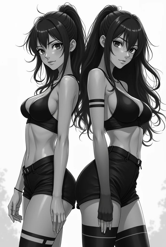 best qyality, perky tits, 8k, stocking suspenders, woman, medium breasts, drawing of a woman in black and white lingerie, thick black line drawing, High resolution commission, back and white, thick line drawing, backlit, cutesexybutts, OK commission, thick outline, 2 b, 2 b, hands behind back, body pose! , realistic ideal body with shading, black and white manga style, fat