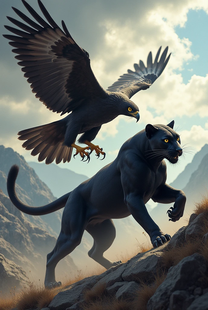 Panther and-Hawk . fight
