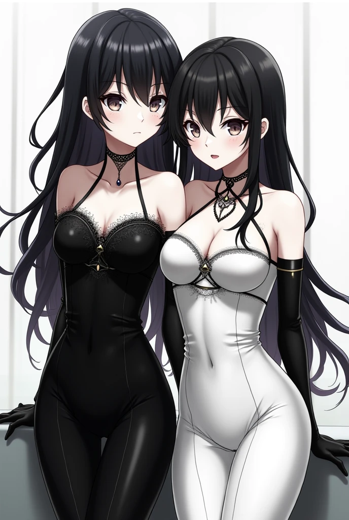 2 hot girl anime black and white dress ronaldo
