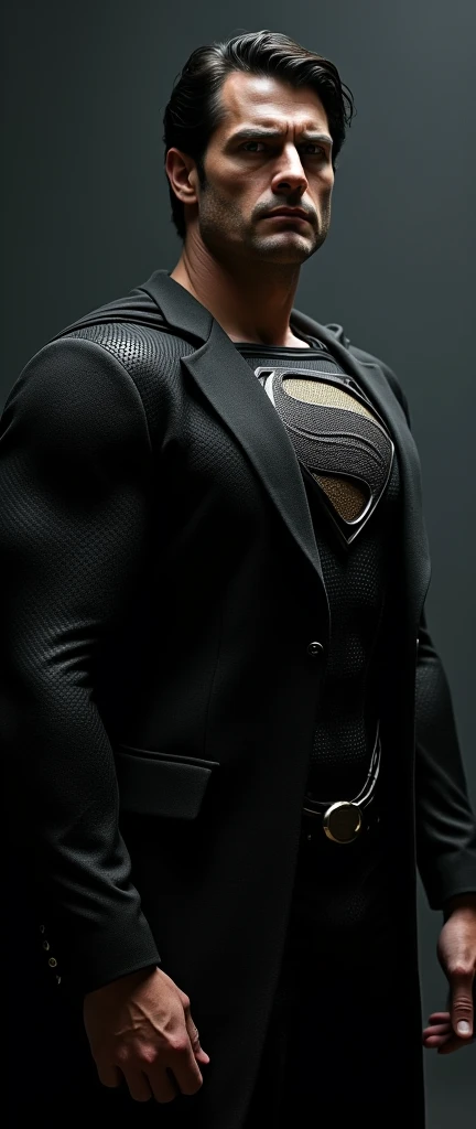 Black suit superman half body wallpaper 