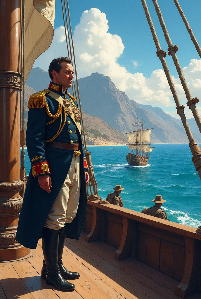 José de San Martín arriving in Peru by boat