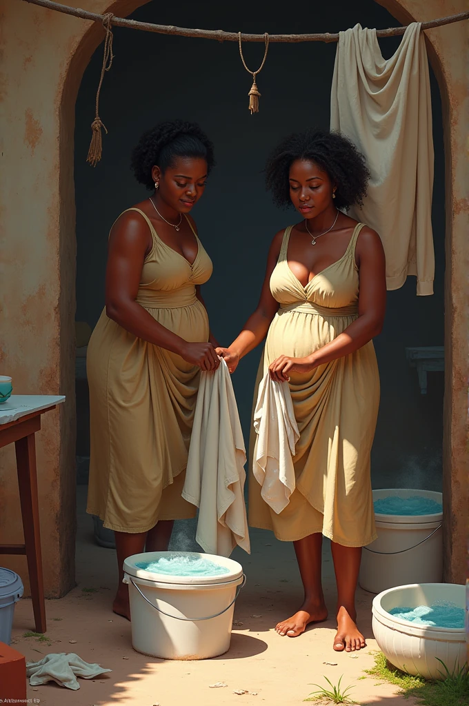 Women cleaning clothes sleeping at home cleaning clothes black skin big breasts cleaning clothes