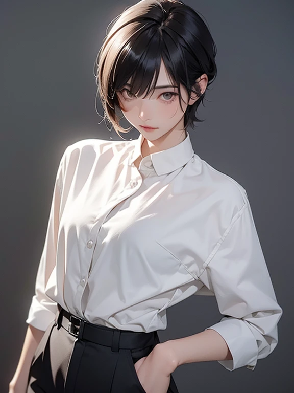 golf uniform, shorts, absurdres, RAW photo, extremely delicate and beautiful, masterpiece, Best Quality, ultra high resolution, 32k, hyperrealistic, ultra-detailed, detailed description, pale skin, 20 years old, tearful mole, earring, big tits, short medium hair, wavy hair, whole body shot,