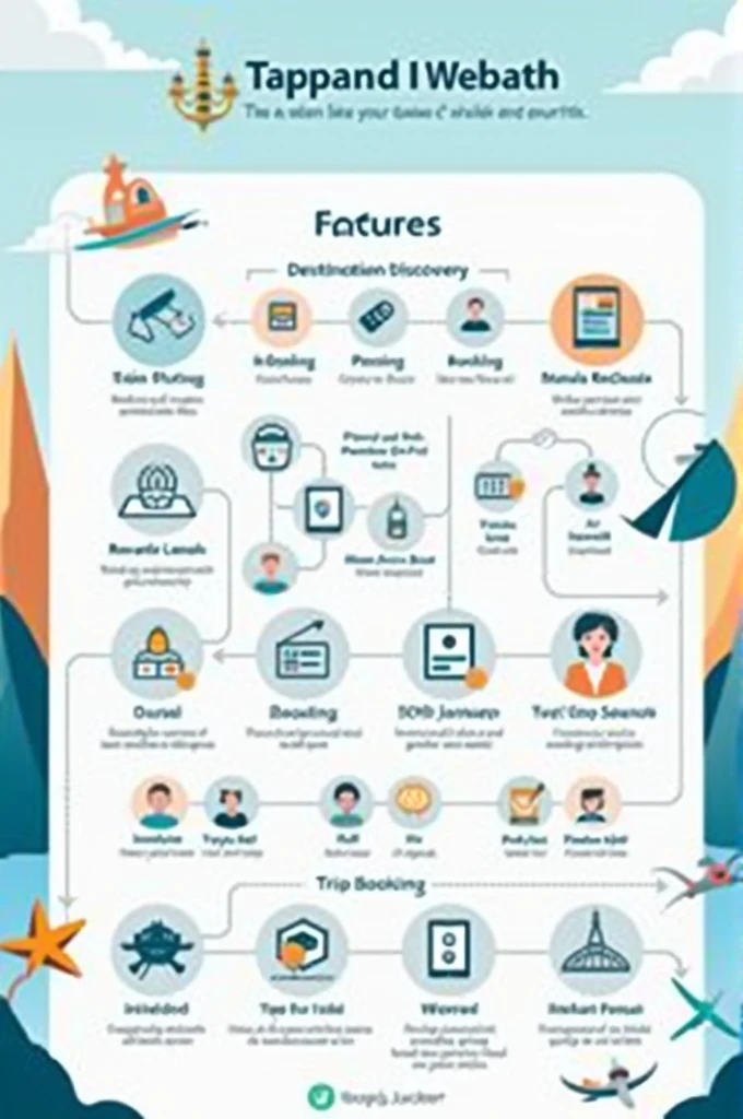 Create a small flow chart for travel and tourism app
