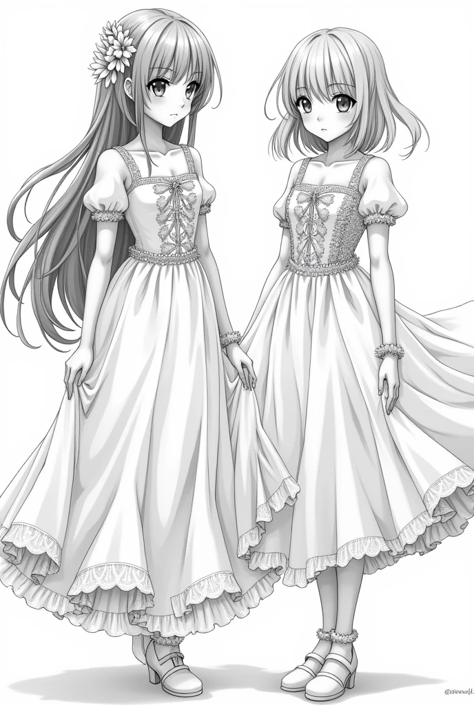 2 girl anime black and white dress ronaldo