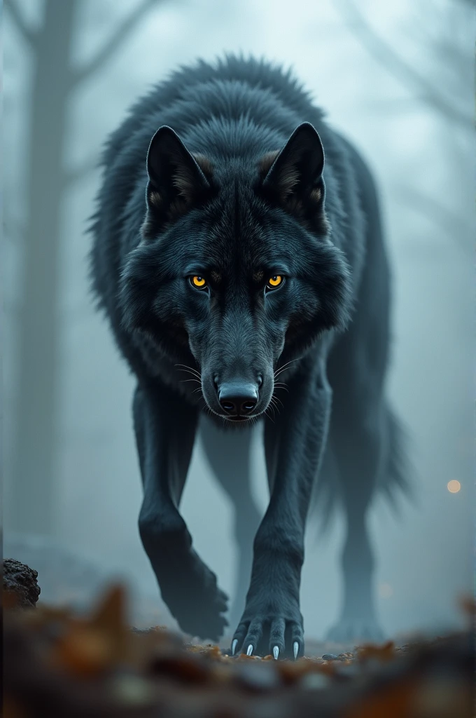 Black Wolf in the Fog, Realistic