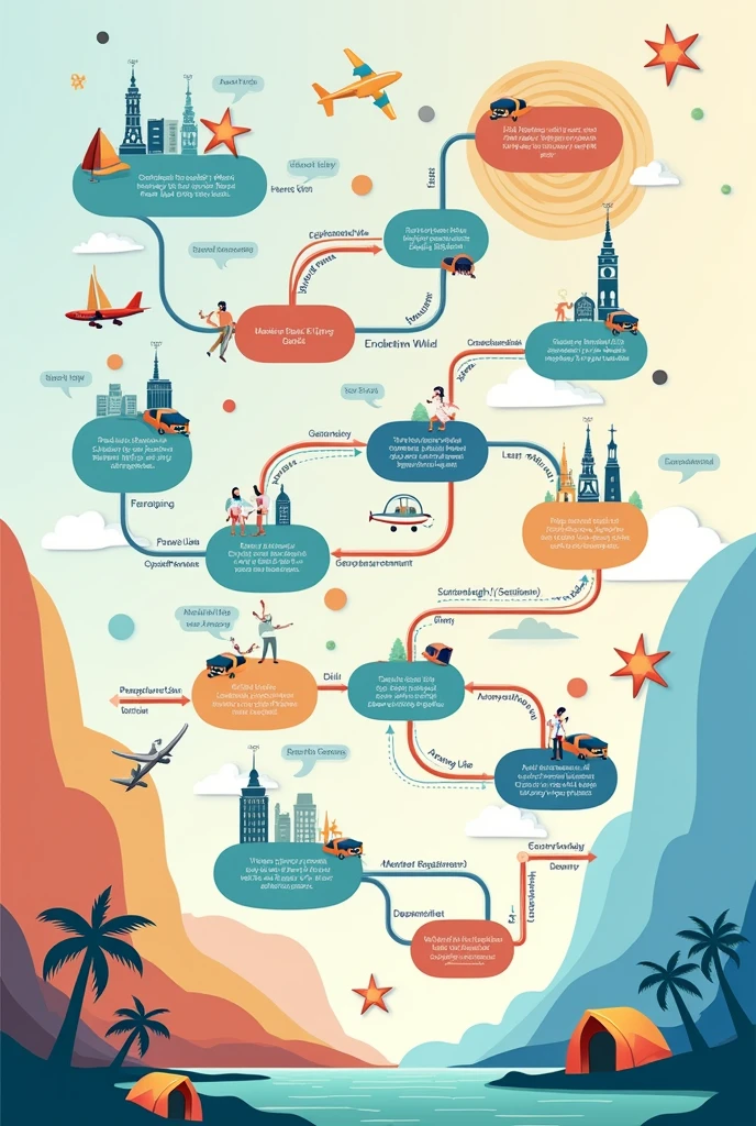 Create a small flow chart for travel and tourism
