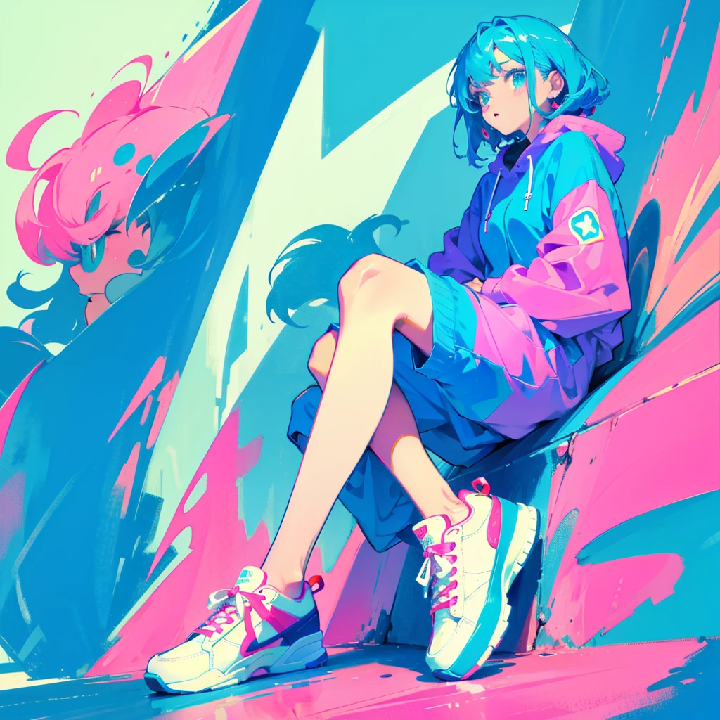 A cool beauty and colorful sneakers