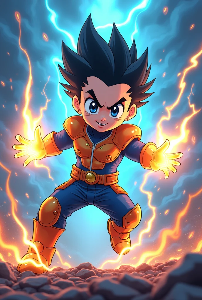 ke a 8k quality character of cartoon BoBoiBoy thunder form.