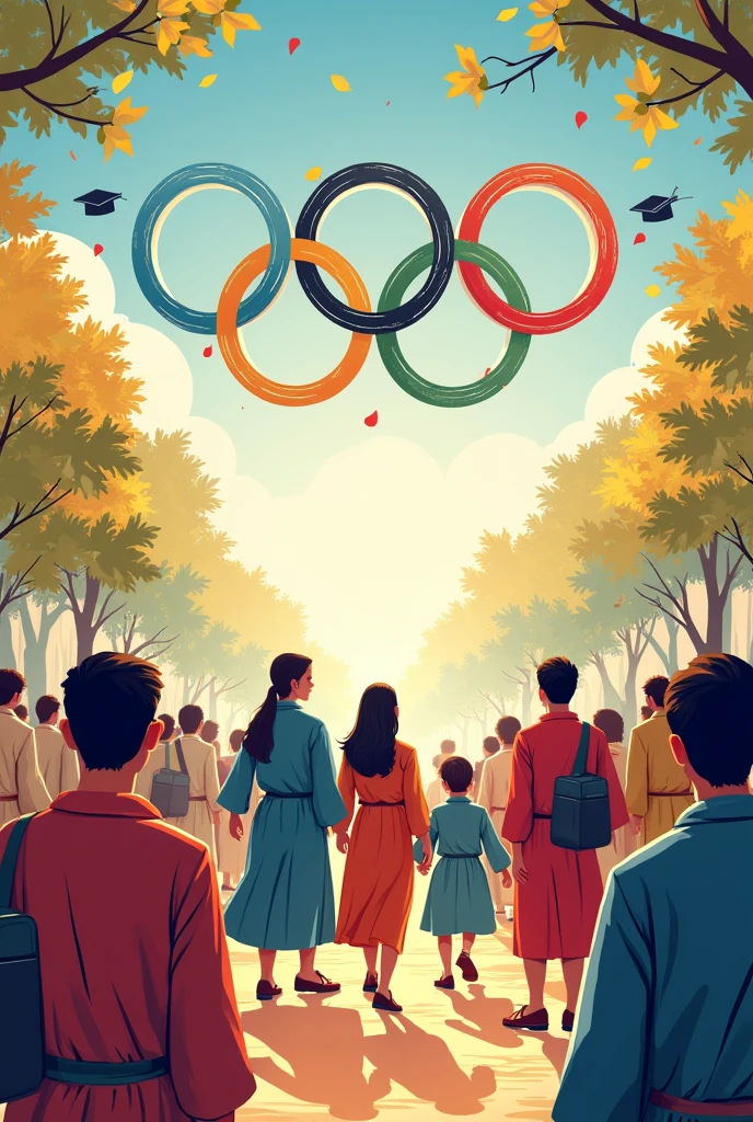 Civic Parade Invitation Template with Rings of Wisdom Theme , Olympic spirit integrated with education