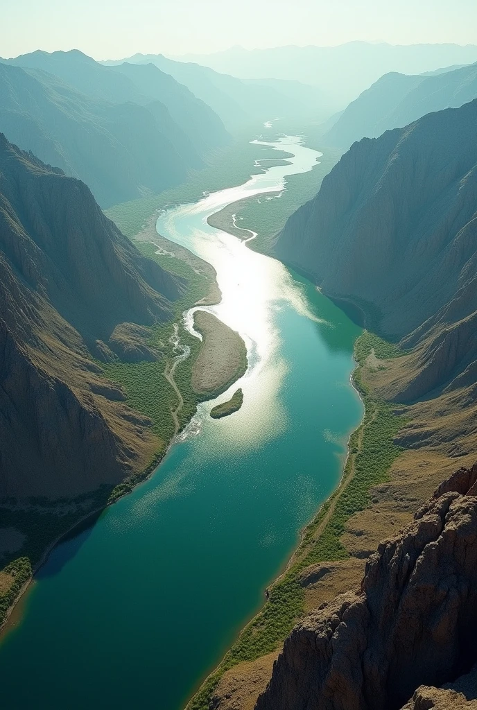 Aerial view of the Indus River, highlighting its vastness and flow.