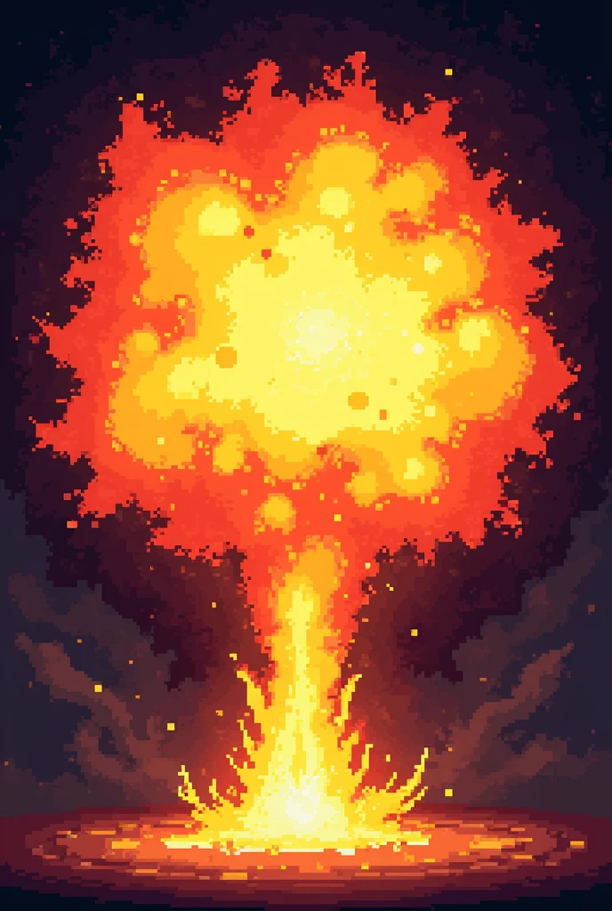 Colorful fireball in pixel art