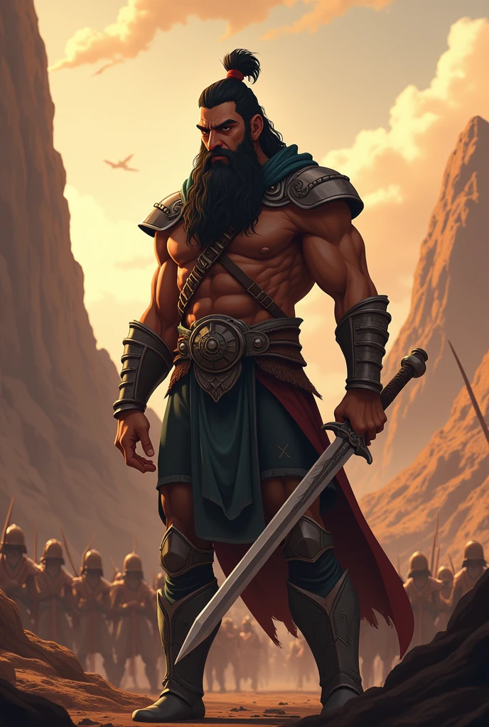Generate in cinemetic 3d cartoon**Inner Conflict of a Warrior:** Describe the inner turmoil of a warrior who, despite his great strength and skills, feels conflicted about the righteousness of fighting against respected and powerful opponents.in Mahabharat time pictures