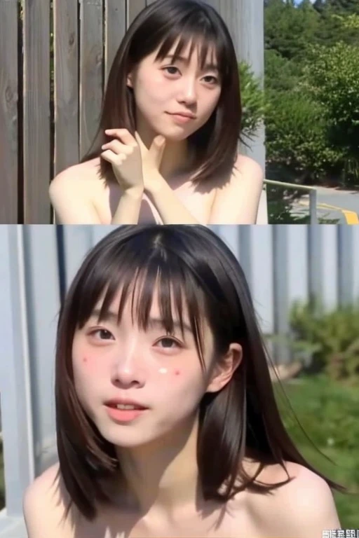 Beautiful and cute Japanese high school student caresses the penis of a middle-aged man while naked