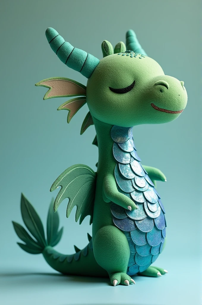 A plushie dragon, felt fabric, With fish scales and fish tail