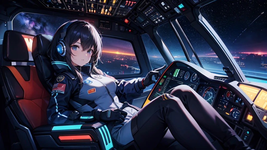 <High precision>Pilot Suit,universe space,sf,In the cockpit,
