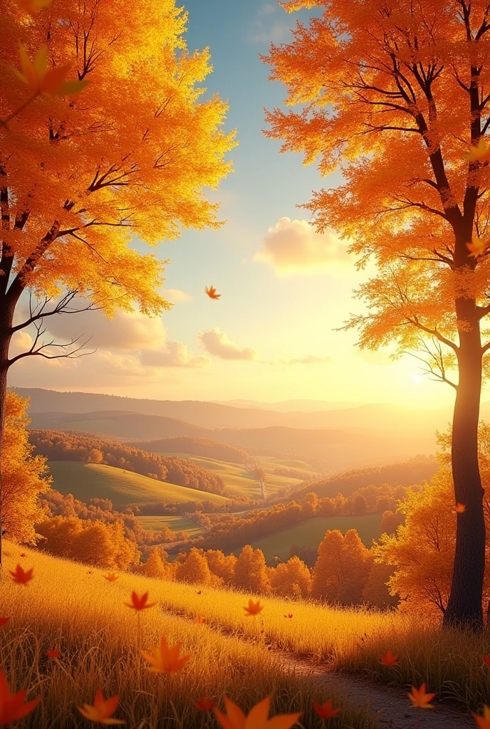 beautiful autumn background in yellow and orange colors. in high quality and everything is done very beautifully