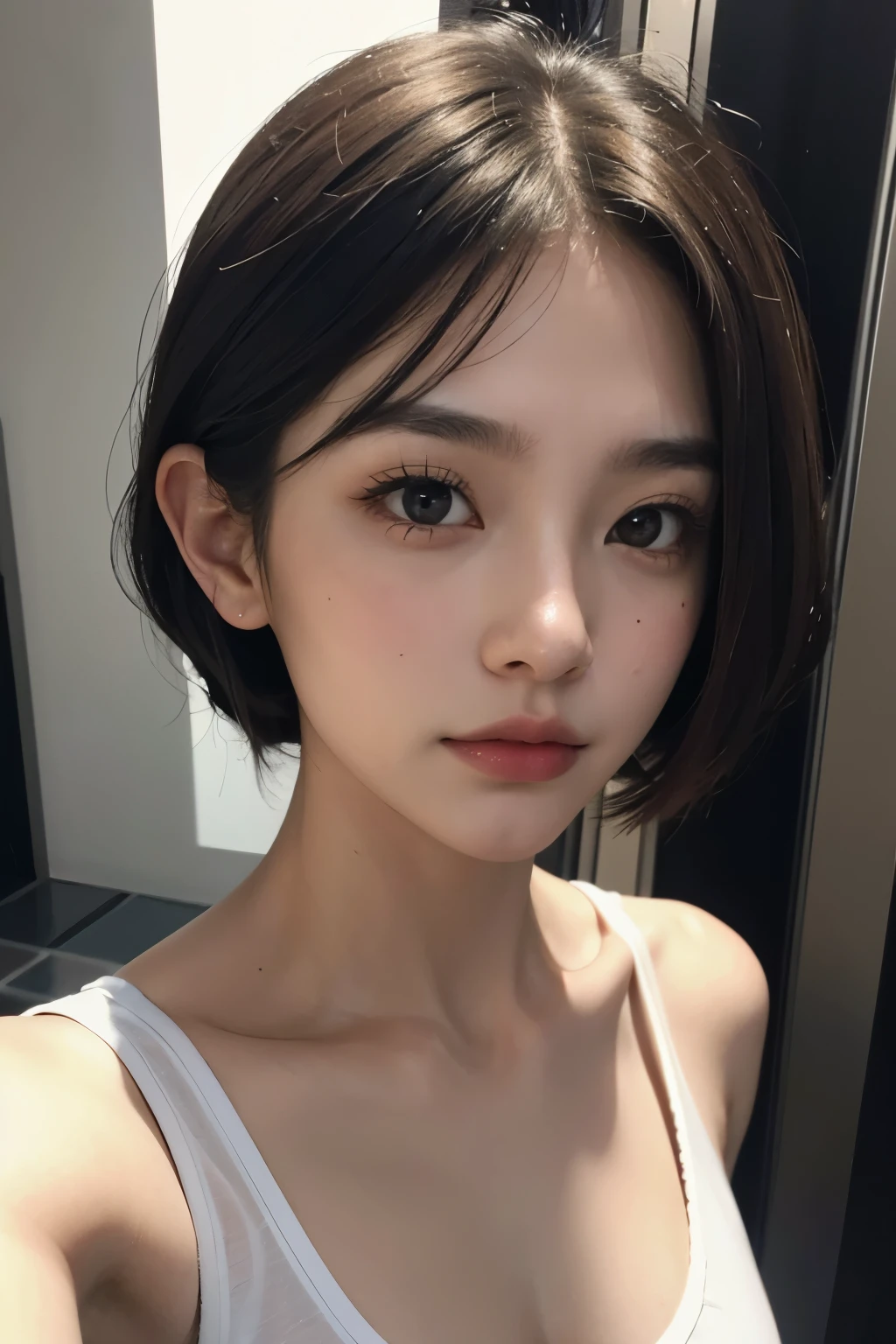 ULTRA DETAILED, A HANDSOME MAN, A BEAUTIFUL ULZZANG MAN, 32 YO, DARK BROWN HAIRS, BEAUTIFUL, ((FACED TOWARDS CAMERA)), ((FRONT FACE)), MASCULAR MAN, ((MATURE FACE 1.4)), ((AMERICAN FACE TYPE 1.9)), ATTRACTIVE, ((HONEY COLORED EYES 7.9)), ((MODEL BEAUTY)), HOT LIPS, BEAUTIFUL FACE FEATURES, MATURE FACE MAN, WEARING BLACK SLEEVELESS SHIRT, BLACK SHIRT