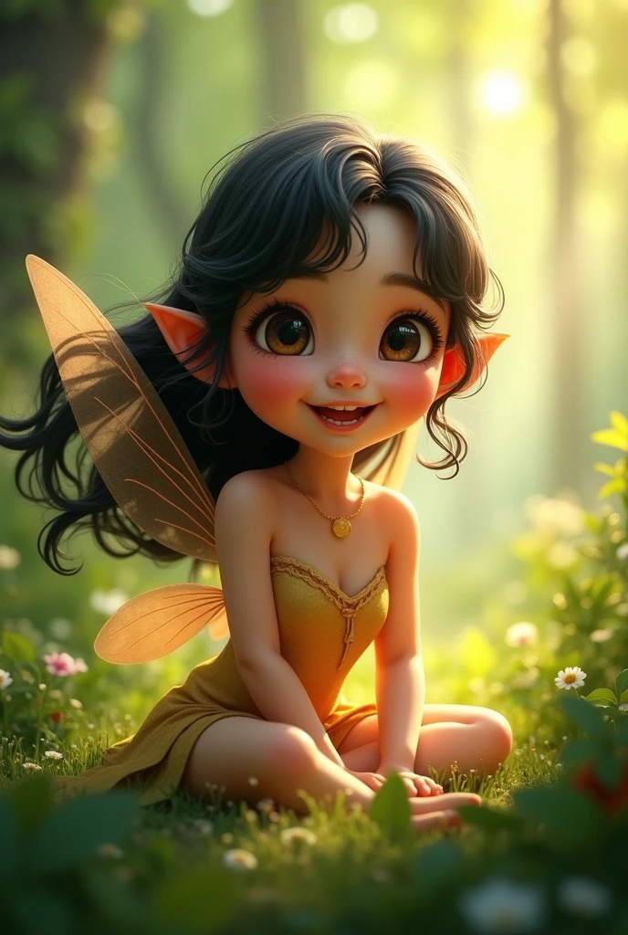 Smiling fairy with dark hair