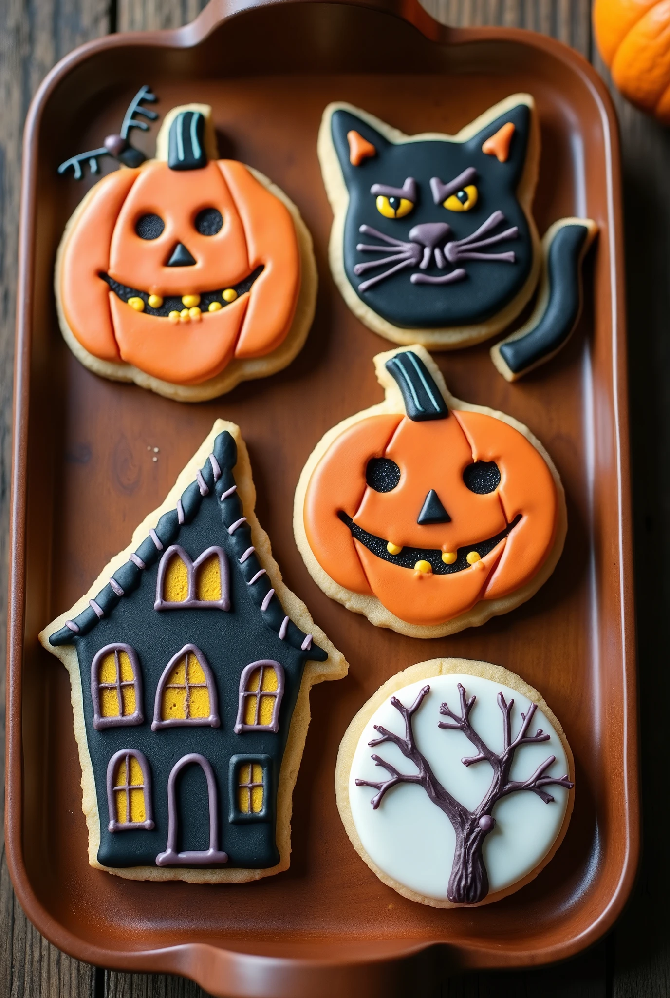 Think about the design of the icing cookies。
I'd like 5 Halloween designs please。