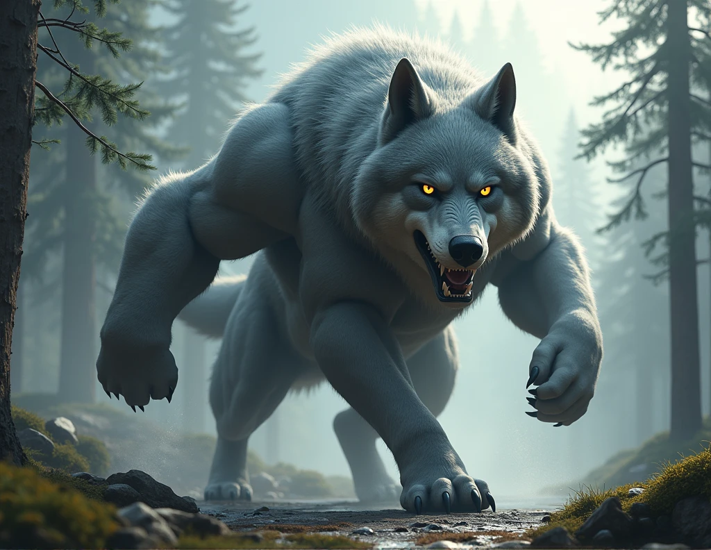Like all Quileute wolves, he is much bigger than a common wolf. coat: His wolf fur is silvery gray, standing out among the other wolves in the pack. stance: In the form of a wolf, Paul maintains a powerful posture, with bulging muscles and a menacing appearance, which is in keeping with his explosive and aggressive personality.