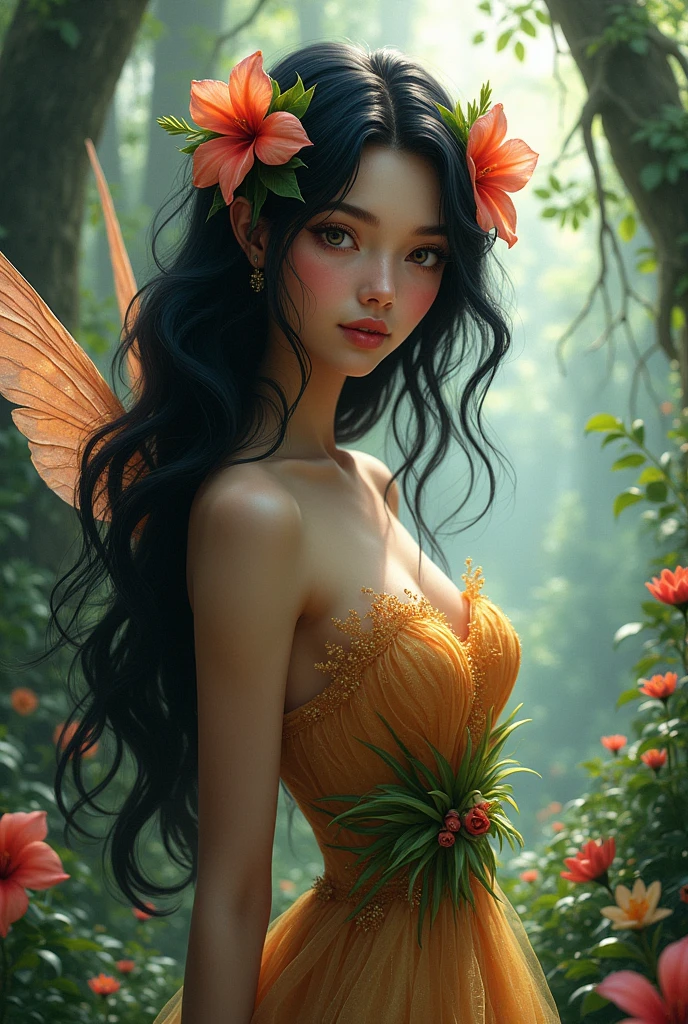 Flower fairy with dark hair